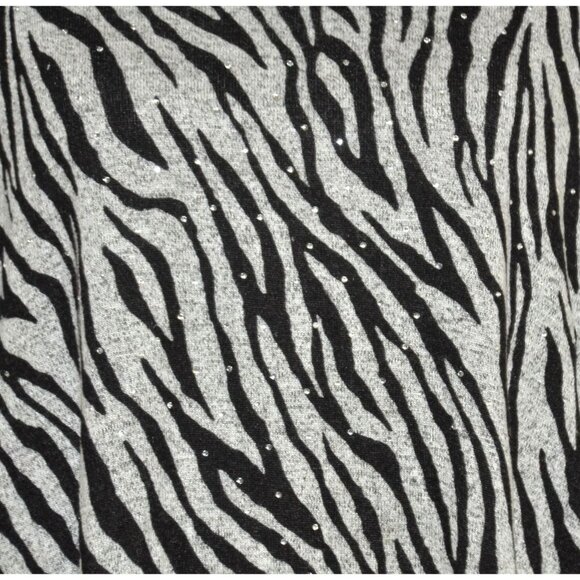 Rebecca Malone Womens Gray Studded Animal Print Cowl Neck Sweater Plus Size 2X - Picture 4 of 10